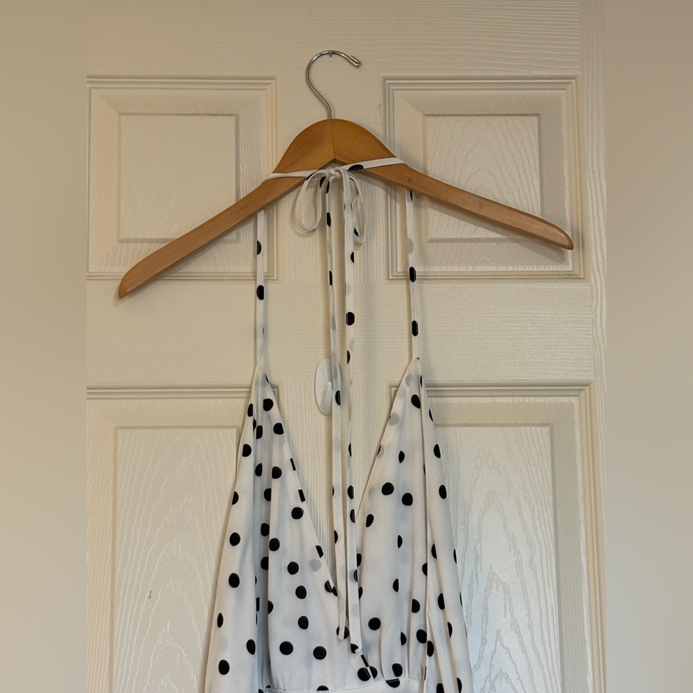 VICI Polka Dot Dress – white maxi dress wedding Payce Halter Kentucky Derby - Picture 5 of 10